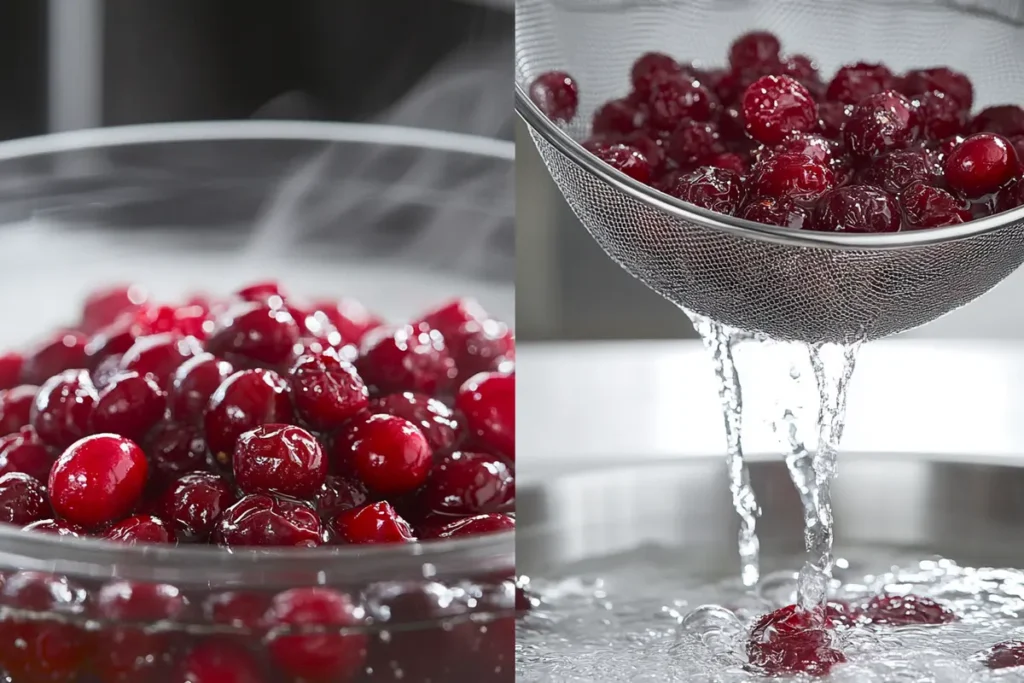 Step-by-step process of rehydrating dried cranberries for cookies
